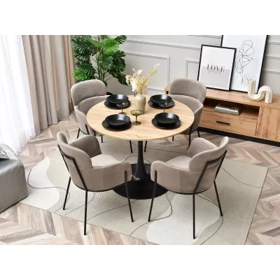 ELIZARA Polsteres Esszimmerstuhl - beige/schwarz