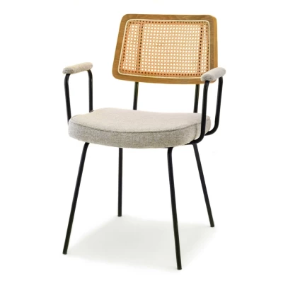 Esszimmerstuhl KAREN - Eiche / Beige / Schwarz