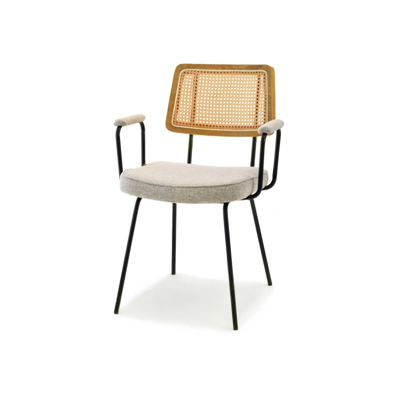 Esszimmerstuhl KAREN - Eiche / Beige / Schwarz