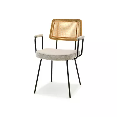 Esszimmerstuhl KAREN - Eiche / Beige / Schwarz