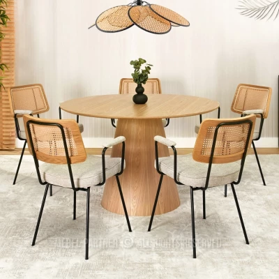Esszimmerstuhl KAREN - Eiche / Beige / Schwarz