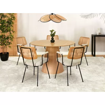 Esszimmerstuhl KAREN - Eiche / Beige / Schwarz
