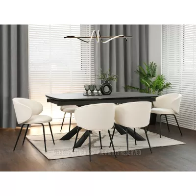 Esszimmerstuhl FLORIA - creme / schwarz