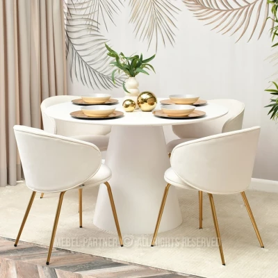Esszimmerstuhl FLORIA - creme / gold
