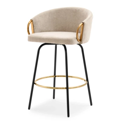 FINBAR Barhocker - Creme / Schwarz / Gold