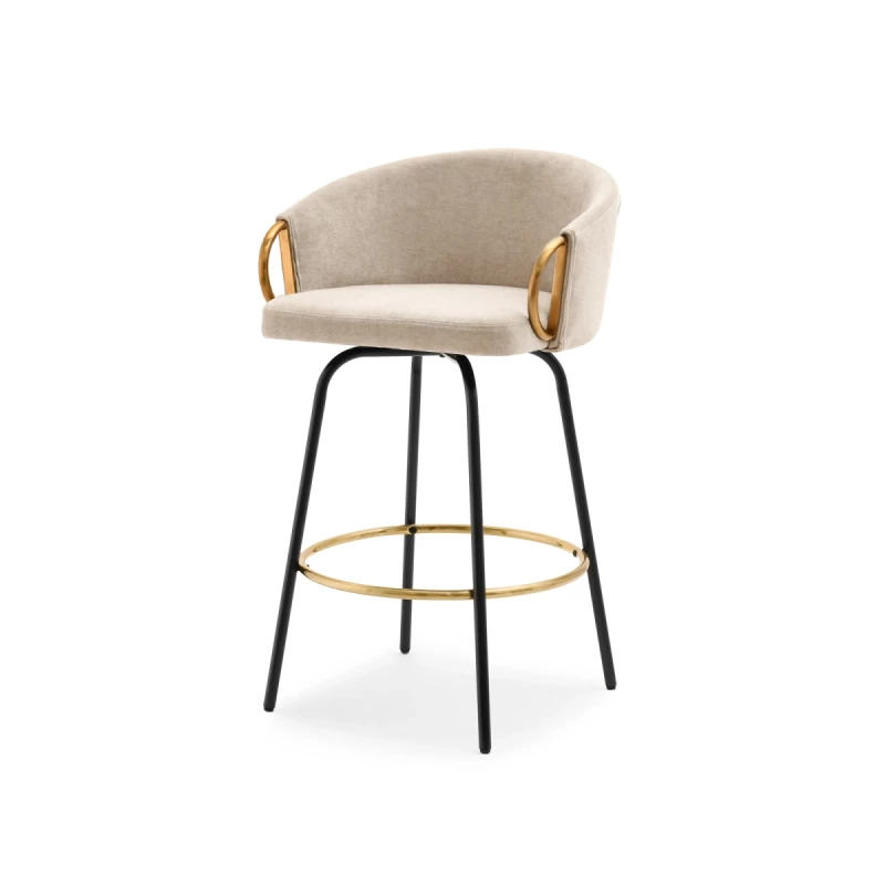 FINBAR Barhocker - Creme / Schwarz / Gold