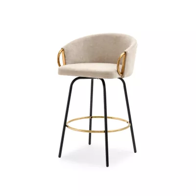 FINBAR Barhocker - Creme / Schwarz / Gold