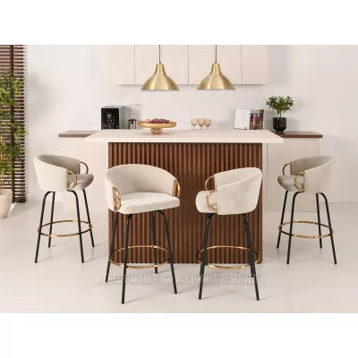 FINBAR Barhocker - Creme / Schwarz / Gold