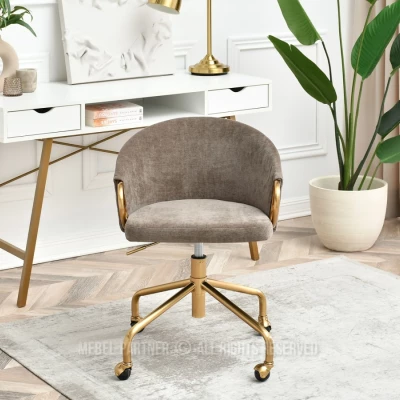 Designer Drehstuhl FINBAR - Hellbraun / Gold