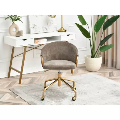 Designer Drehstuhl FINBAR - Hellbraun / Gold