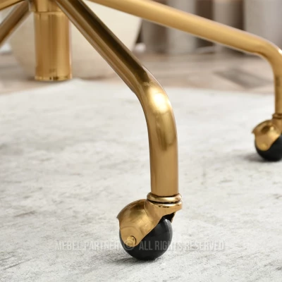 Designer Drehstuhl FINBAR - Hellbraun / Gold