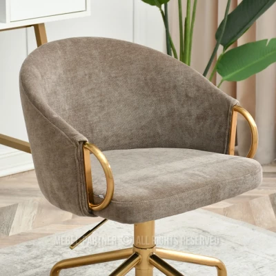Designer Drehstuhl FINBAR - Hellbraun / Gold