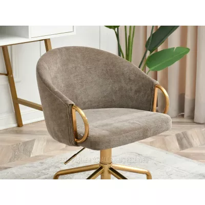 Designer Drehstuhl FINBAR - Hellbraun / Gold