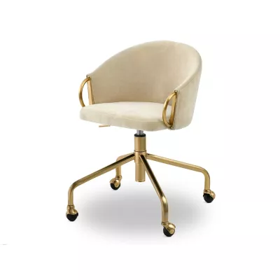 FINBAR Designer Drehstuhl - creme / gold