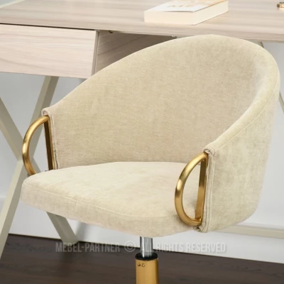 FINBAR Designer Drehstuhl - creme / gold