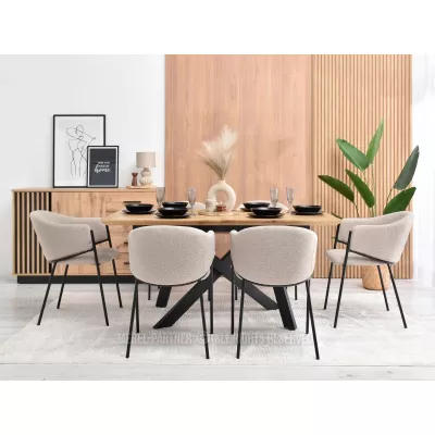JUHI Esszimmerstuhl - beige / schwarz