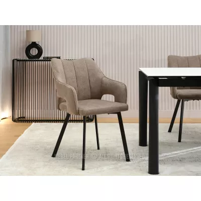DILANY Polsterstuhl für Esszimmer - beige/schwarz