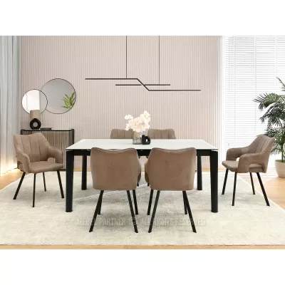 DILANY Polsterstuhl für Esszimmer - beige/schwarz