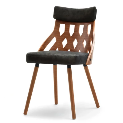 Designer Esszimmerstuhl PANAJOTA - Walnuss / Schwarz 2