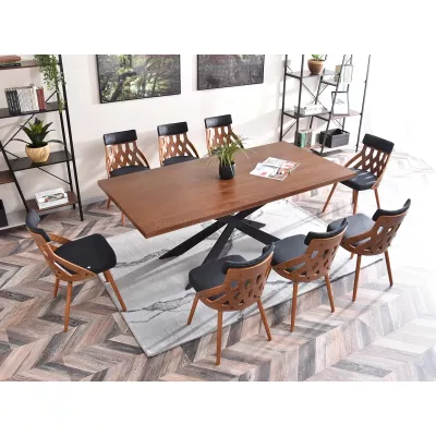 Designer Esszimmerstuhl PANAJOTA - Walnuss / Schwarz 2