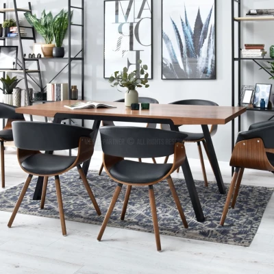 Designer Esszimmerstuhl MAITE - Walnuss / Schwarz