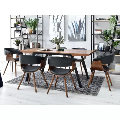 Designer Esszimmerstuhl MAITE - Walnuss / Schwarz
