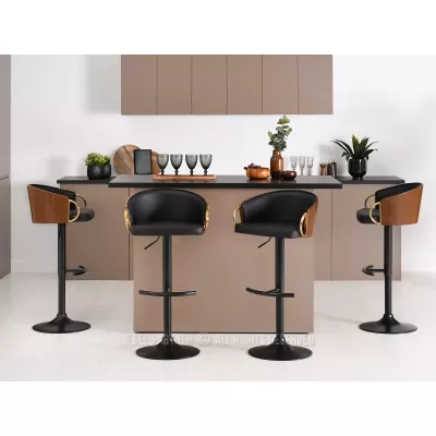Barhocker CERYS - Walnuss / Schwarz