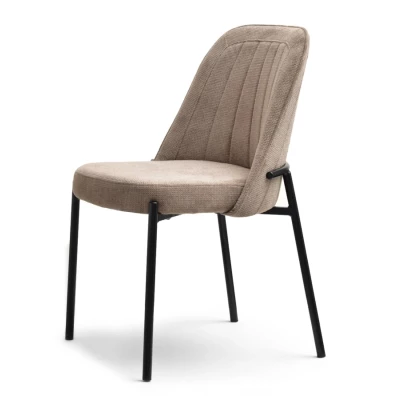 Gepolsterter Esszimmerstuhl EVELIN - beige / schwarz