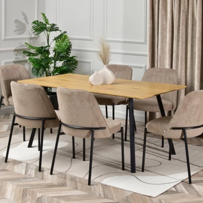 Gepolsterter Esszimmerstuhl EVELIN - beige / schwarz