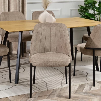 Gepolsterter Esszimmerstuhl EVELIN - beige / schwarz