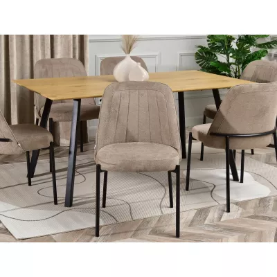 Gepolsterter Esszimmerstuhl EVELIN - beige / schwarz
