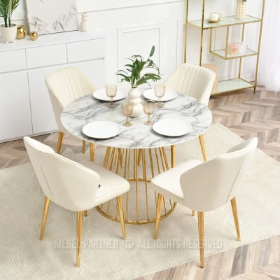 SORA Polsteres Esszimmerstuhl – Creme/Gold