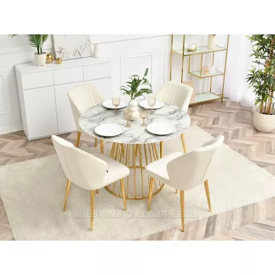 SORA Polsteres Esszimmerstuhl – Creme/Gold