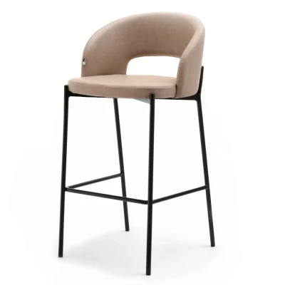 HEIMY gepolsterter Barhocker – hellbeige/schwarz