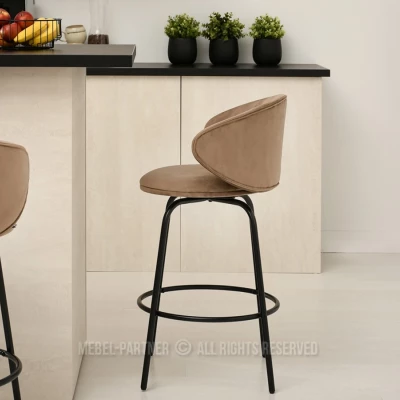MAGELA gepolsterter Barhocker - beige / schwarz