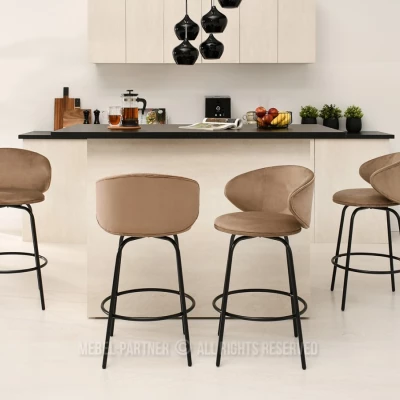MAGELA gepolsterter Barhocker - beige / schwarz