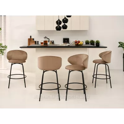 MAGELA gepolsterter Barhocker - beige / schwarz