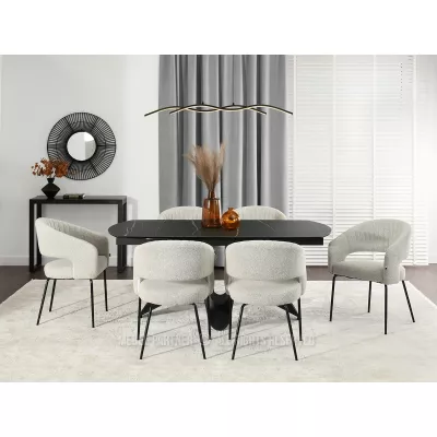 SUJATA Polsterstuhl für Esszimmer - beige/schwarz