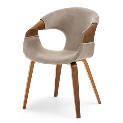 Esszimmerstuhl DARLENIS - Walnuss / Beige