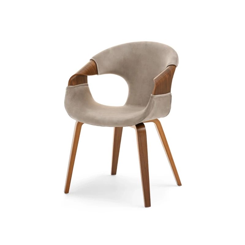 Esszimmerstuhl DARLENIS - Walnuss / Beige