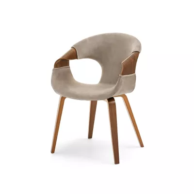 Esszimmerstuhl DARLENIS - Walnuss / Beige