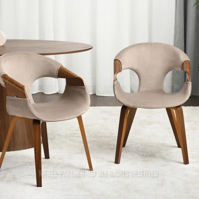 Esszimmerstuhl DARLENIS - Walnuss / Beige