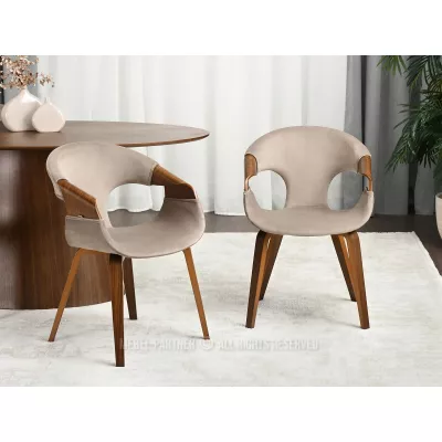 Esszimmerstuhl DARLENIS - Walnuss / Beige