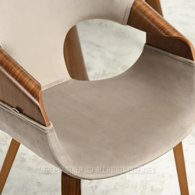 Esszimmerstuhl DARLENIS - Walnuss / Beige
