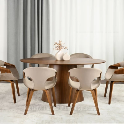 Esszimmerstuhl DARLENIS - Walnuss / Beige