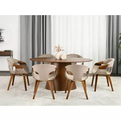 Esszimmerstuhl DARLENIS - Walnuss / Beige