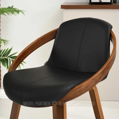 Designer-Barhocker HODA – Walnuss/schwarzes Öko-Leder