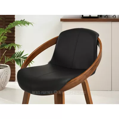 Designer-Barhocker HODA – Walnuss/schwarzes Öko-Leder