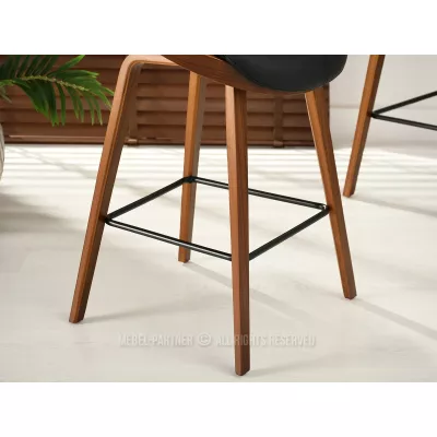 Designer-Barhocker HODA – Walnuss/schwarzes Öko-Leder