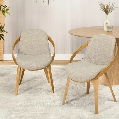 Designer Esszimmerstuhl HODA - Eiche / Beige